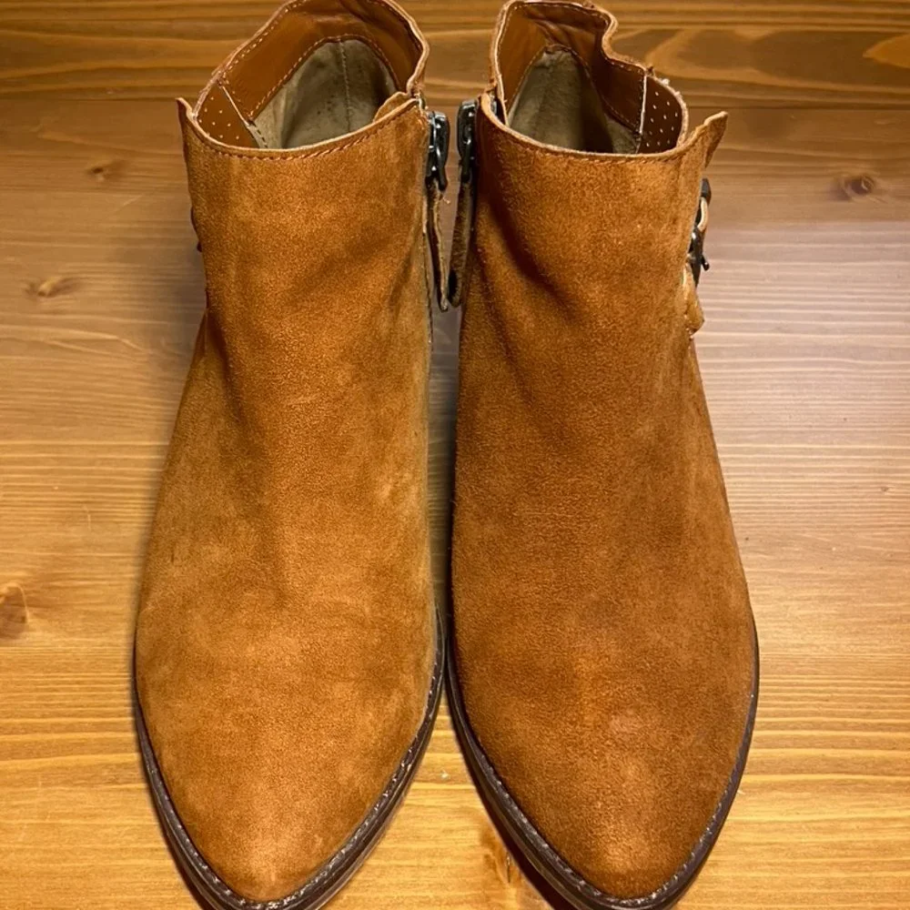 Steve Madden Cassie Ankle Boots Cognac Suede 8 - Picture 3 of 9